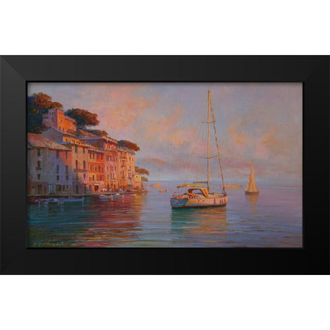 Portofino  Black Modern Wood Framed Art Print by Obuchovsky, Yury