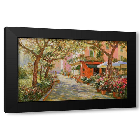 Flowers in Monte Rosso Black Modern Wood Framed Art Print with Double Matting by Obuchovsky, Yury