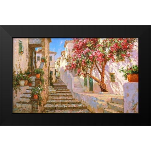 Stone Steps Black Modern Wood Framed Art Print by Obuchovsky, Yury