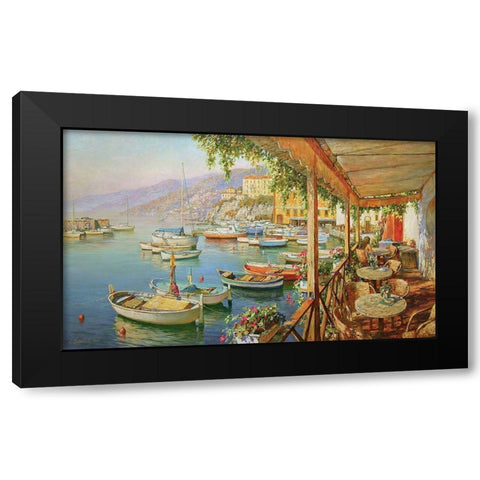Cafe near Sea Black Modern Wood Framed Art Print by Obuchovsky, Yury