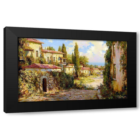 Town by the Sea II Black Modern Wood Framed Art Print with Double Matting by Obuchovsky, Yury