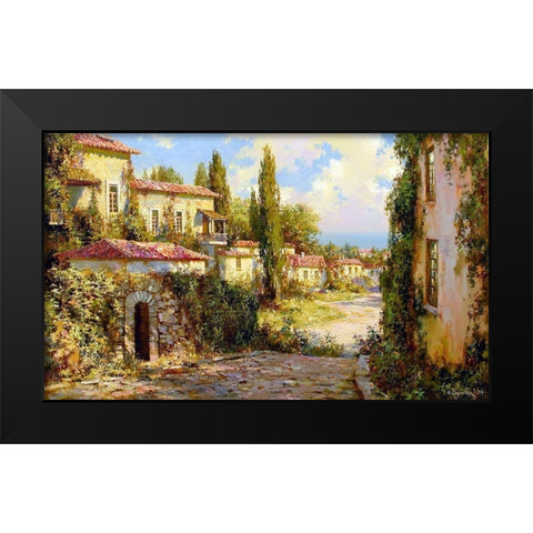 Town by the Sea II Black Modern Wood Framed Art Print by Obuchovsky, Yury