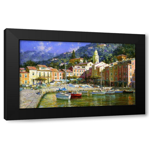 Portofino Black Modern Wood Framed Art Print with Double Matting by Obuchovsky, Yury