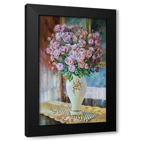 Big bouquet of Roses Black Modern Wood Framed Art Print with Double Matting by Rogozina, Svetlana
