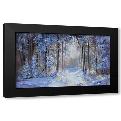 Winter Forrest Black Modern Wood Framed Art Print by Rogozina, Svetlana