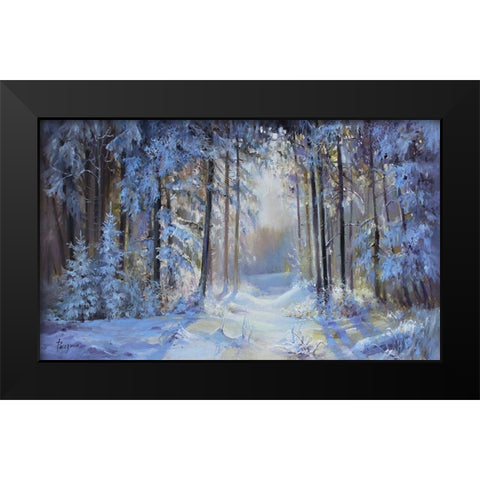 Winter Forrest Black Modern Wood Framed Art Print by Rogozina, Svetlana