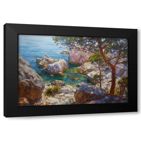 Rocky Coast X Black Modern Wood Framed Art Print by Sviridov, Sergei