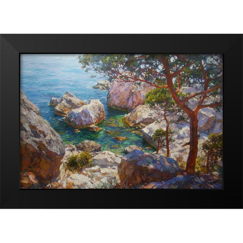 Rocky Coast X Black Modern Wood Framed Art Print by Sviridov, Sergei
