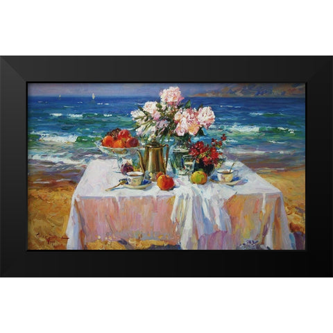 A Table by the Sea II Black Modern Wood Framed Art Print by Sviridov, Sergei