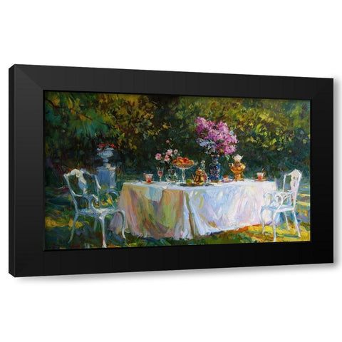 A Table in Garden IX Black Modern Wood Framed Art Print by Sviridov, Sergei
