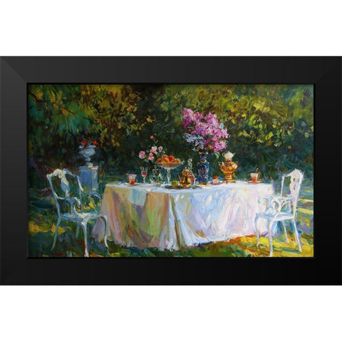A Table in Garden IX Black Modern Wood Framed Art Print by Sviridov, Sergei