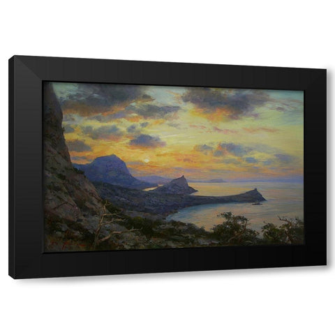 Sunset over  the Sea Black Modern Wood Framed Art Print by Sviridov, Sergei
