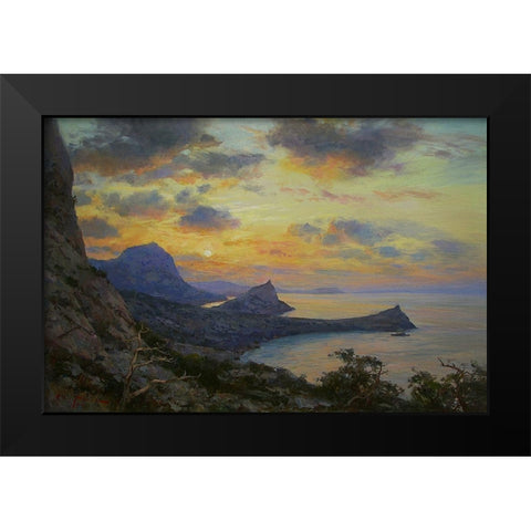 Sunset over  the Sea Black Modern Wood Framed Art Print by Sviridov, Sergei