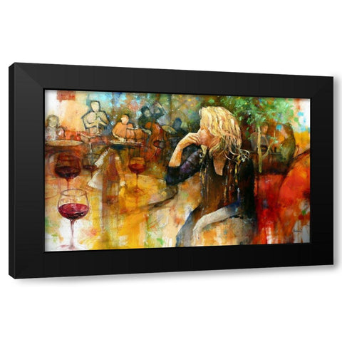 Unknown in a Tiger Scarf Black Modern Wood Framed Art Print by Zakrynycny, Viktor