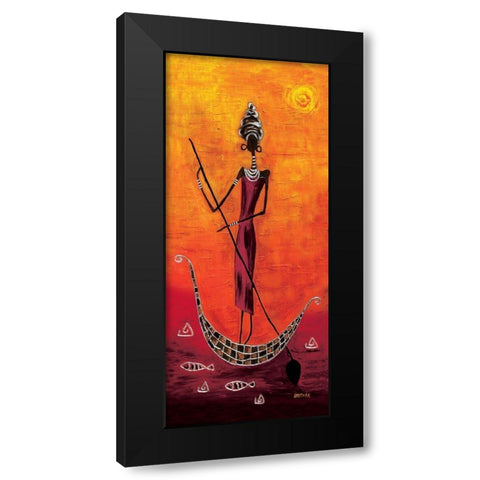 Black Girl on the Ship I Black Modern Wood Framed Art Print with Double Matting by Wagner, Dorota