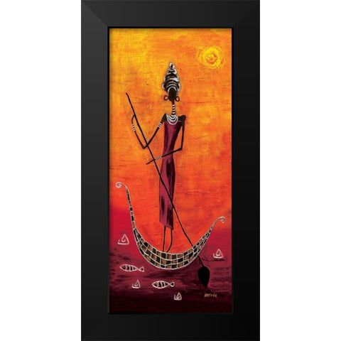 Black Girl on the Ship I Black Modern Wood Framed Art Print by Wagner, Dorota
