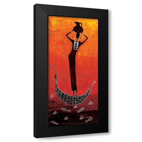 Black Girl on the Ship II Black Modern Wood Framed Art Print with Double Matting by Wagner, Dorota