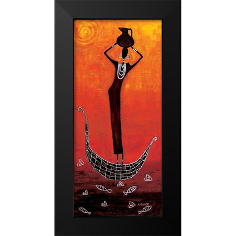 Black Girl on the Ship II Black Modern Wood Framed Art Print by Wagner, Dorota