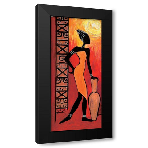 Waiting Woman Black Modern Wood Framed Art Print with Double Matting by Veda