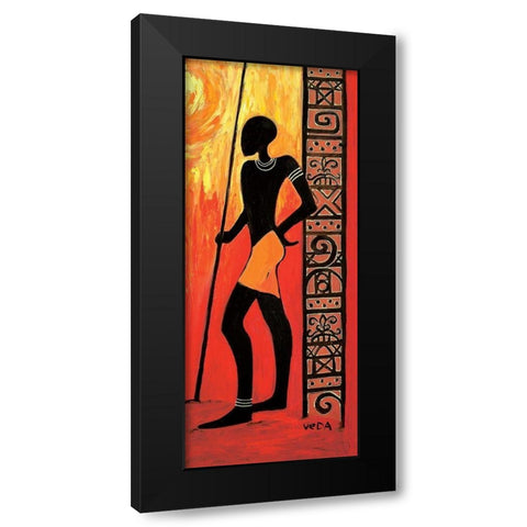 Waiting Man Black Modern Wood Framed Art Print by Veda