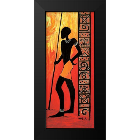 Waiting Man Black Modern Wood Framed Art Print by Veda