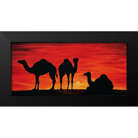 Walking Camels I Black Modern Wood Framed Art Print by Dahlke, Izabella