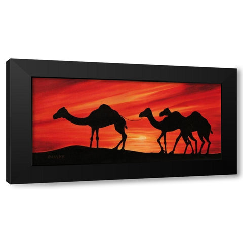 Walking Camels II Black Modern Wood Framed Art Print by Dahlke, Izabella