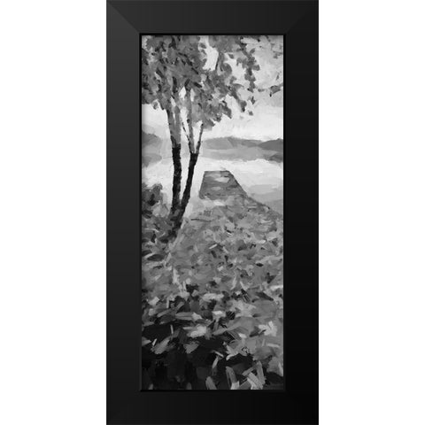Trees by the Pier on the Lake Black Modern Wood Framed Art Print by Medeiros, Celito
