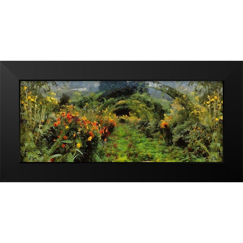 Romantic Garden Black Modern Wood Framed Art Print by Medeiros, Celito
