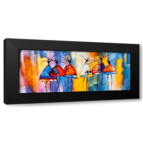 Dancers in Orange Dress V Black Modern Wood Framed Art Print by Medeiros, Celito