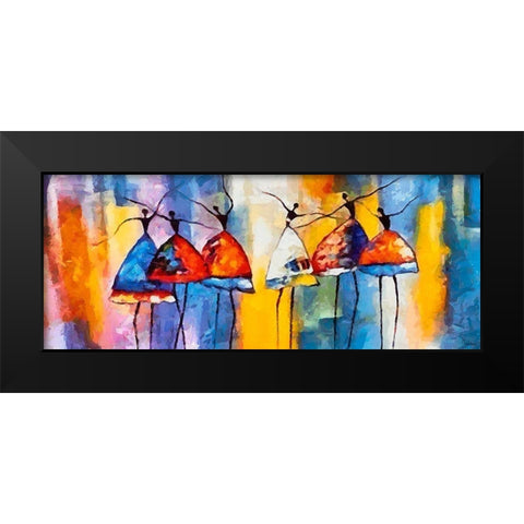 Dancers in Orange Dress V Black Modern Wood Framed Art Print by Medeiros, Celito