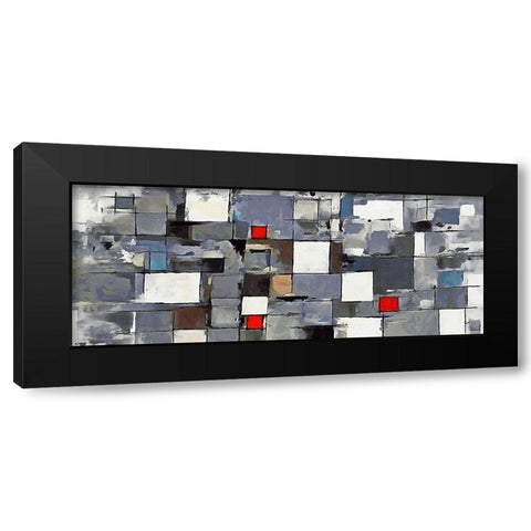 Red and White Squares II Black Modern Wood Framed Art Print with Double Matting by Medeiros, Celito