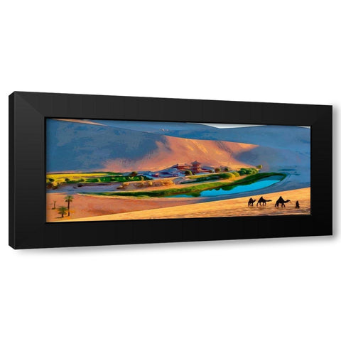 Oasis in Desert Black Modern Wood Framed Art Print with Double Matting by Medeiros, Celito