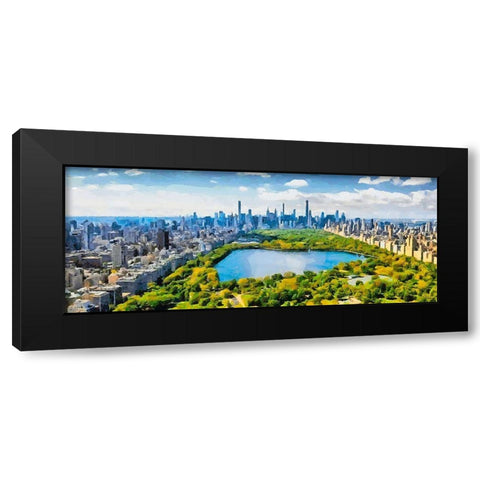 View to the Central Park V Black Modern Wood Framed Art Print by Medeiros, Celito