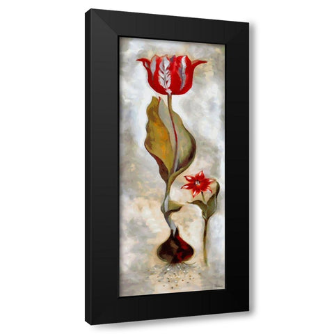 Red Tulip I Black Modern Wood Framed Art Print with Double Matting by Medeiros, Celito