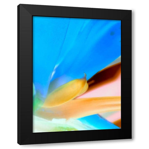 Blue Leaves II Black Modern Wood Framed Art Print by Grayscale