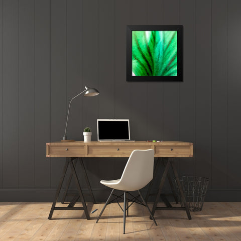 Green Leaves IV Black Modern Wood Framed Art Print by Grayscale
