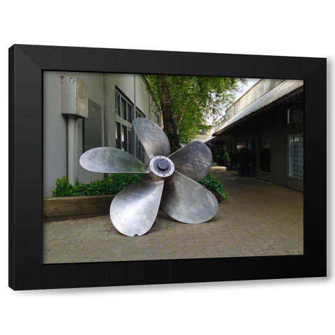 Fan Blade Black Modern Wood Framed Art Print by Grayscale