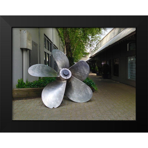 Fan Blade Black Modern Wood Framed Art Print by Grayscale