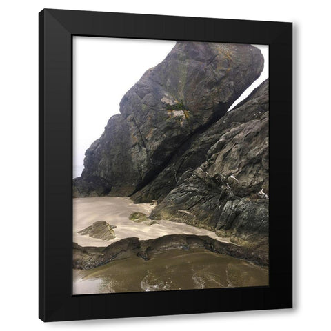 Haystack on Beach I Black Modern Wood Framed Art Print with Double Matting by Grayscale