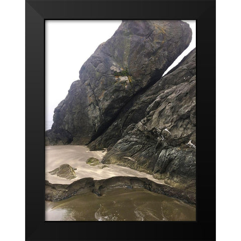 Haystack on Beach I Black Modern Wood Framed Art Print by Grayscale