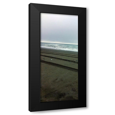 Beach Tracks I Black Modern Wood Framed Art Print by Grayscale