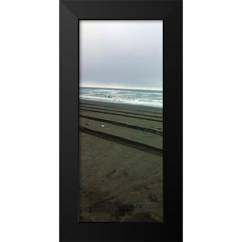 Beach Tracks I Black Modern Wood Framed Art Print by Grayscale