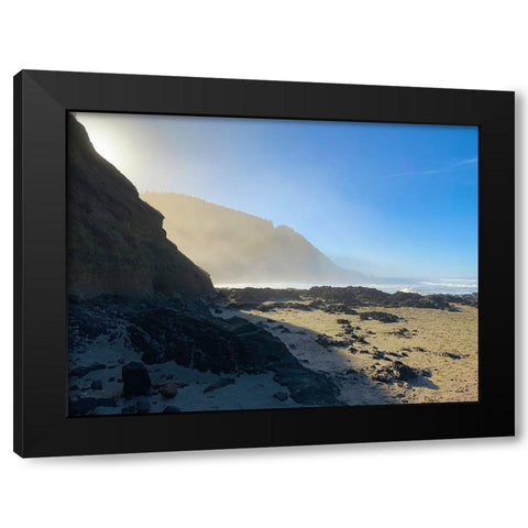 Foggy Beach III Black Modern Wood Framed Art Print with Double Matting by Grayscale
