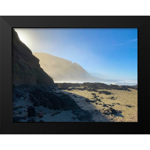Foggy Beach III Black Modern Wood Framed Art Print by Grayscale