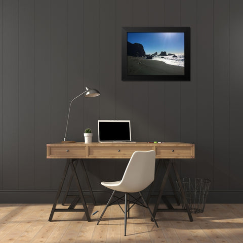 Sunny Beach I Black Modern Wood Framed Art Print by Grayscale