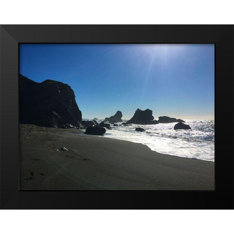 Sunny Beach I Black Modern Wood Framed Art Print by Grayscale