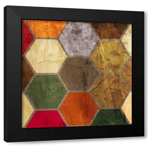 Hexagon Textures I Black Modern Wood Framed Art Print by Grayscale