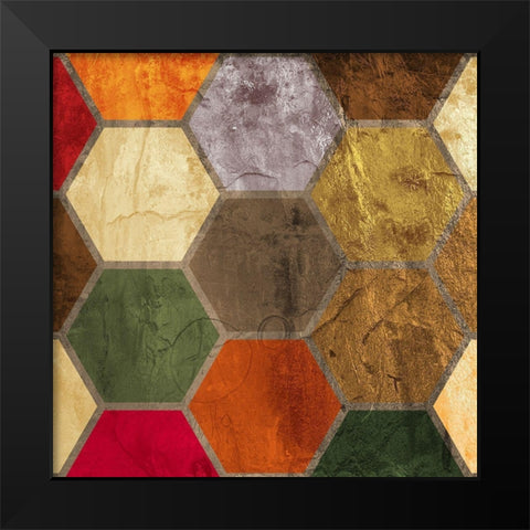 Hexagon Textures I Black Modern Wood Framed Art Print by Grayscale