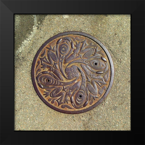 Frog Mandala Black Modern Wood Framed Art Print by Grayscale